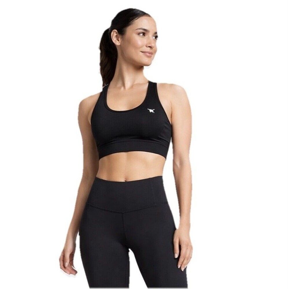 Victoria’s Secret PINK Sports Bra Black Racerback Medium Yoga Gym